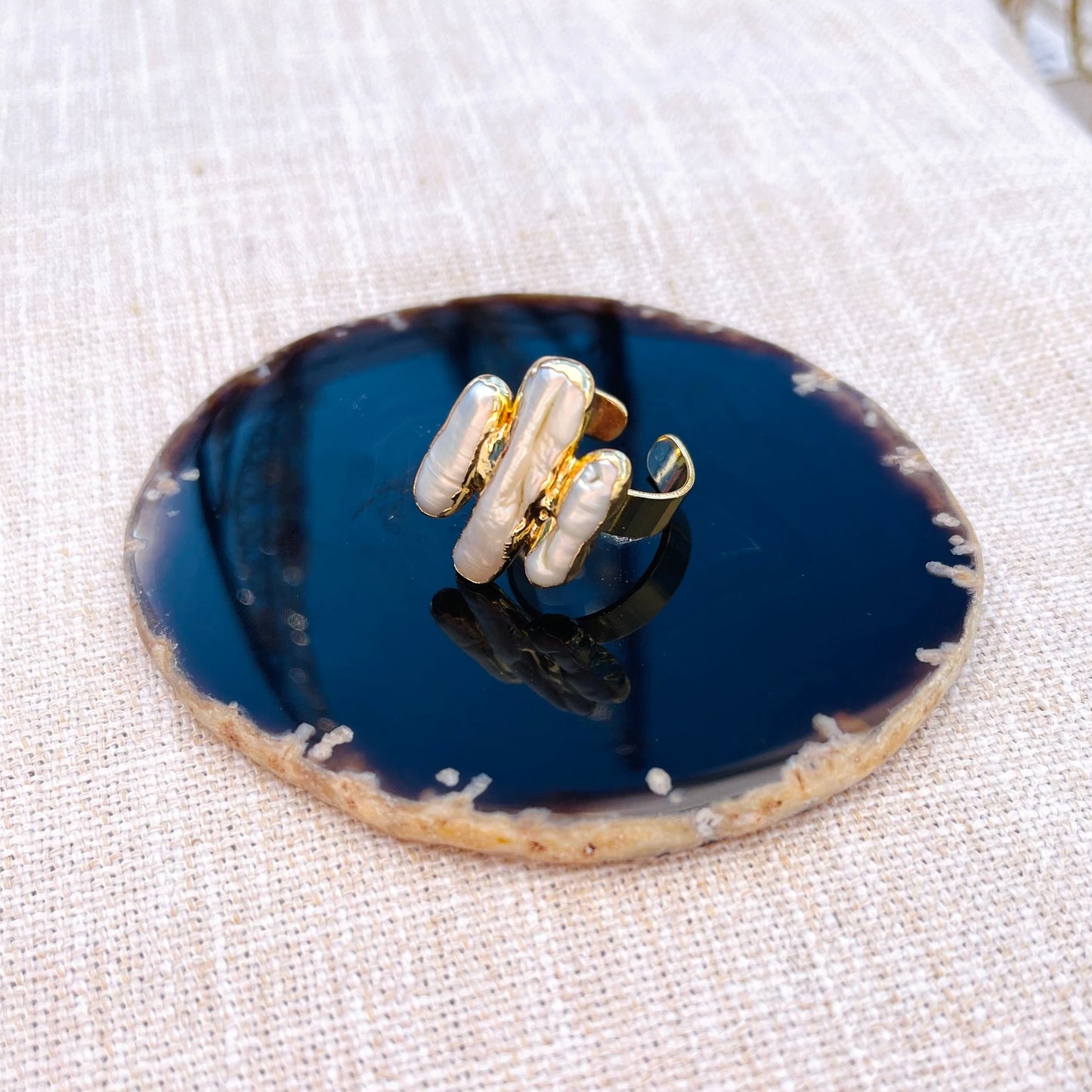 Fresh Water Pearl Ring - Adjustable - Gold