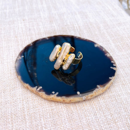 Fresh Water Pearl Ring - Adjustable - Gold