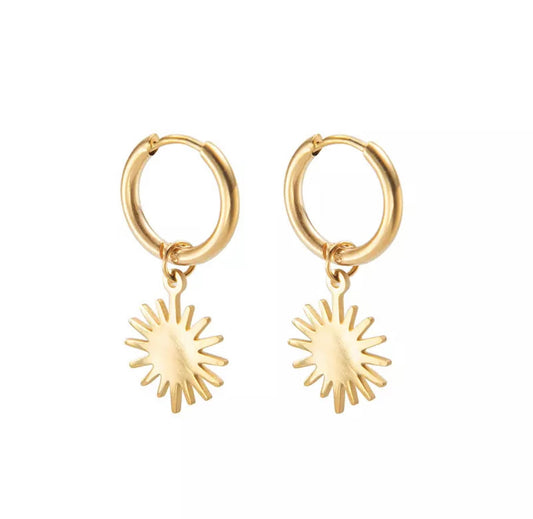 The Sun Hoop Earrings in Gold - Stainless Steel