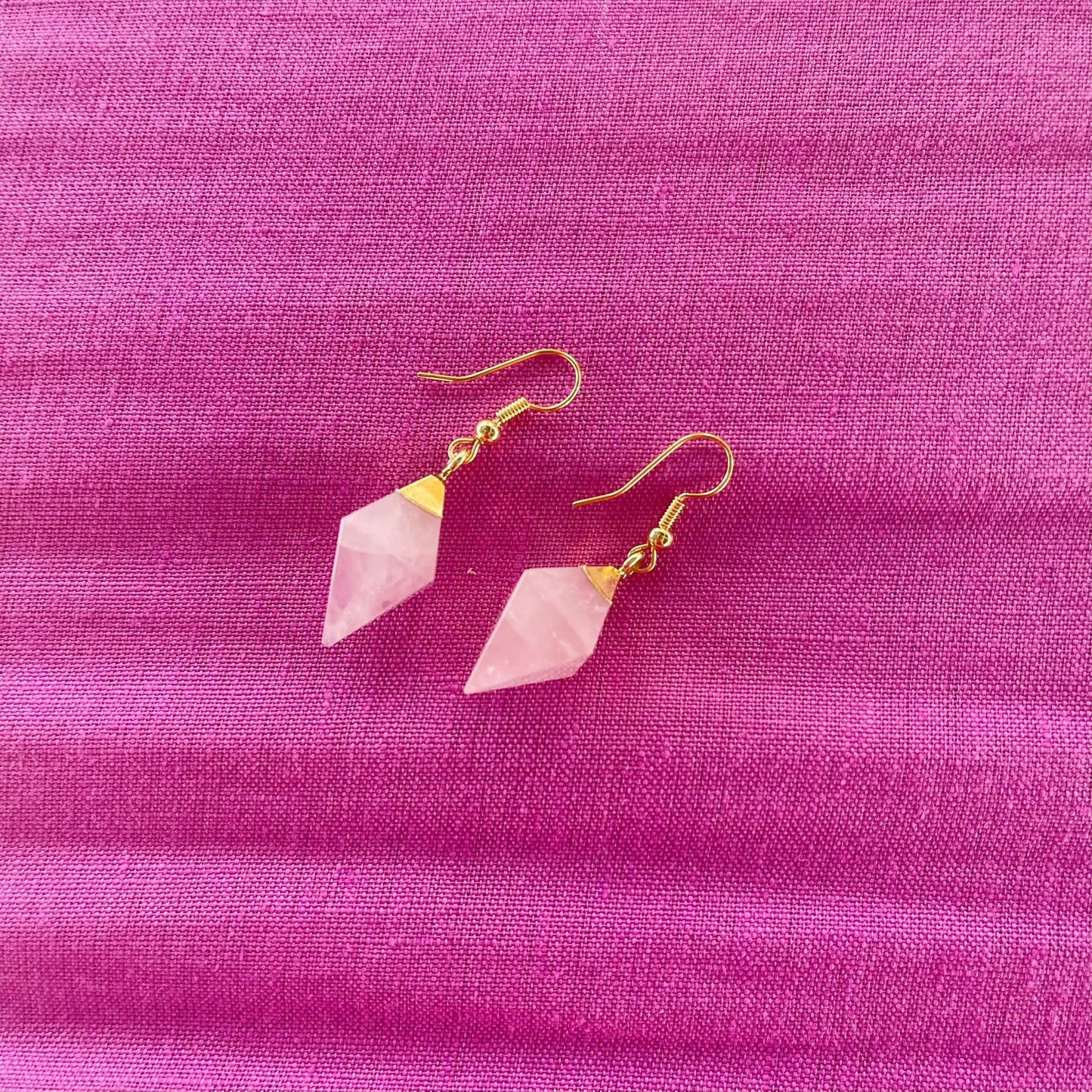 Rose Quartz Earrings - Gold