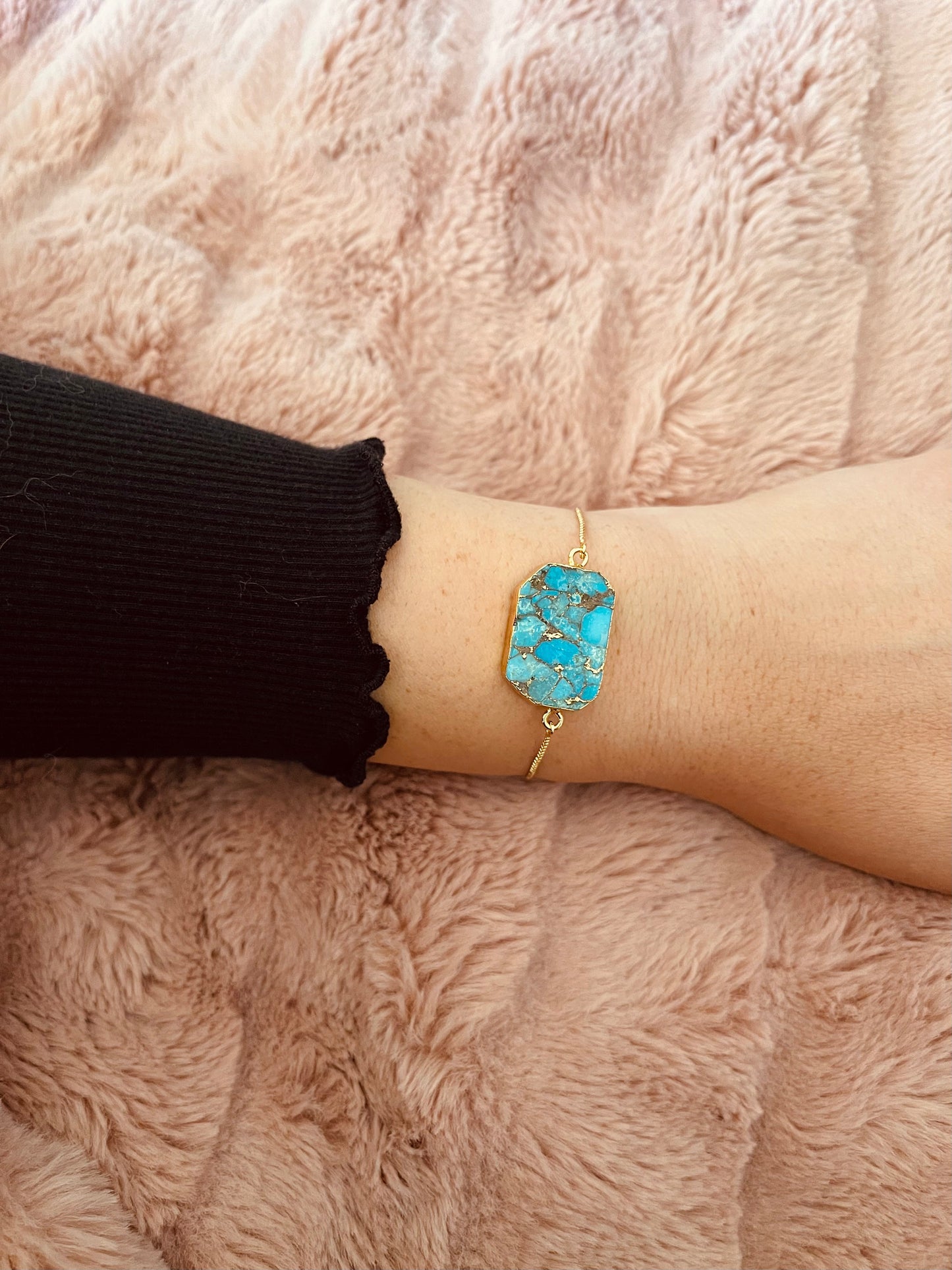 Turquoise Slider Bracelet - Gold