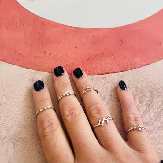 Adjustable Constellation Knuckle / Pinky Rings - 925 Sterling Silver - Zodiac Collection