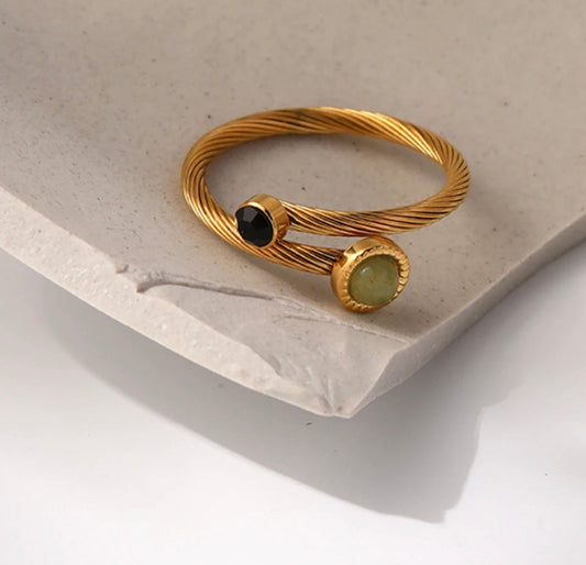 Vintage Gold Ring with Stones - Adjustable