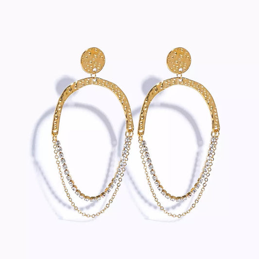 Vintage Earrings with Crystals - Gold