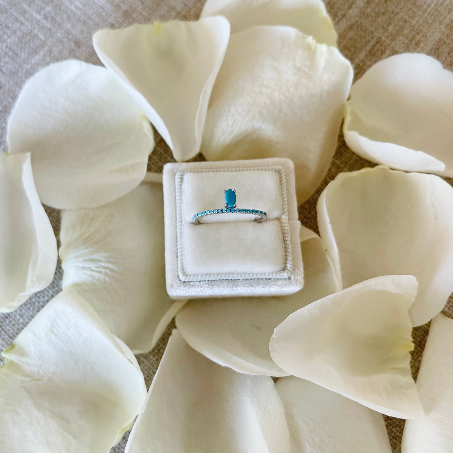 Turquoise Band with Gem - 925 Sterling Silver