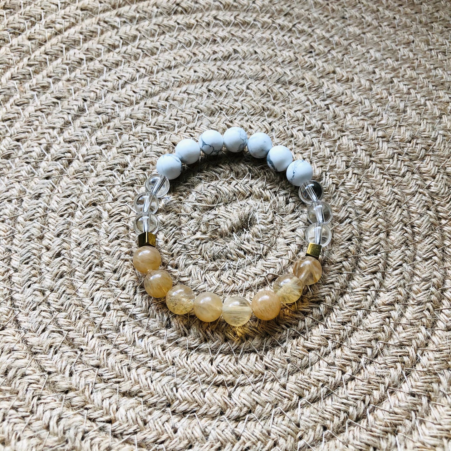 Energy Cleanser -Citrine, Clear Quartz, Howlite - Gemstone Bracelet