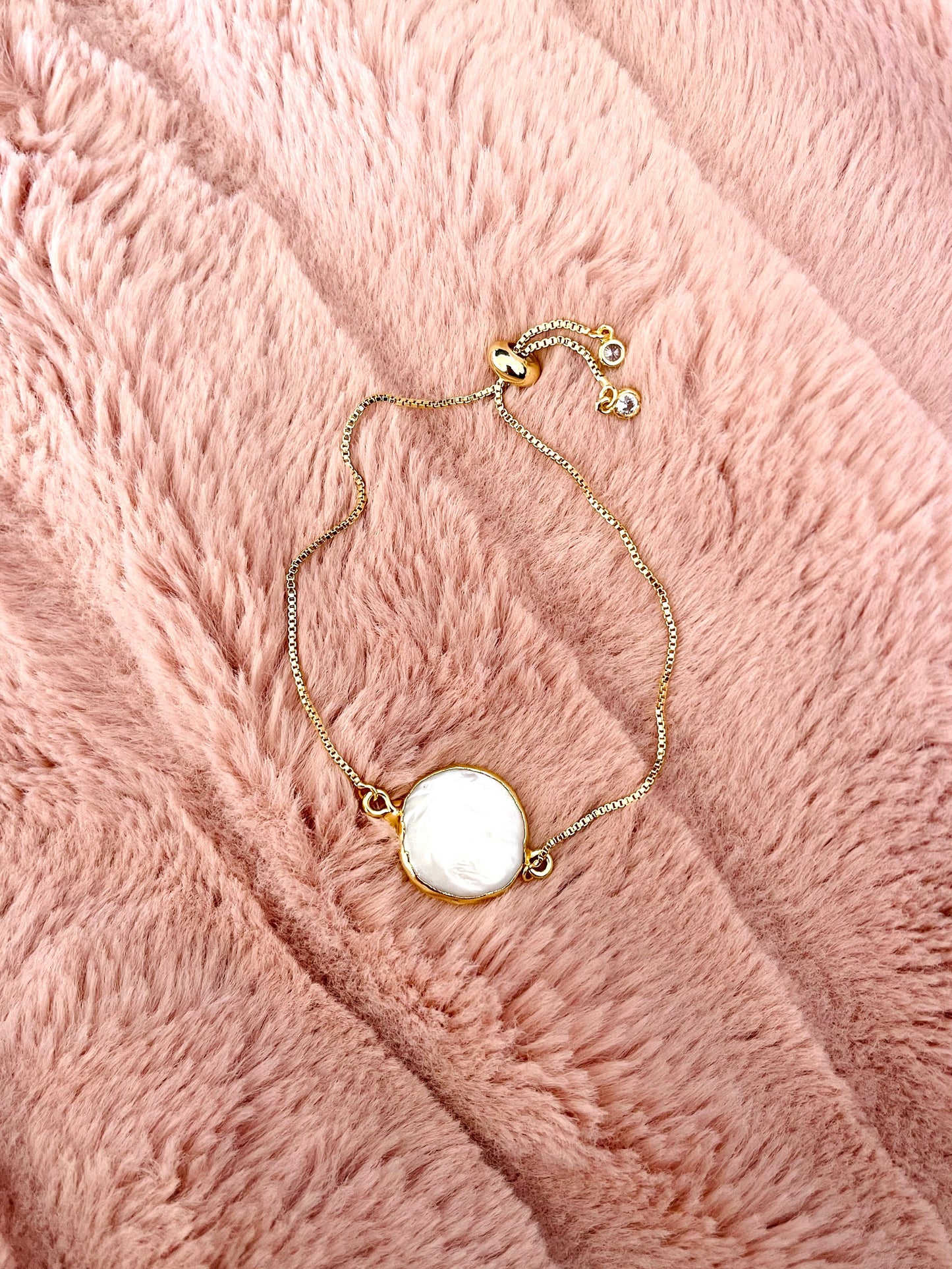 Fresh Water Pearl Slider Bracelet - Gold