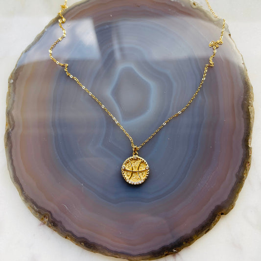 Zodiac Necklace - Pisces - 18K Gold