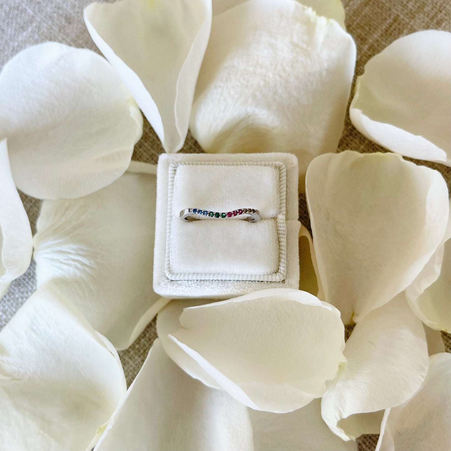 Rainbow Wave Band Ring - 925 Sterling Silver