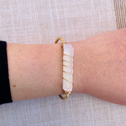 Selenite Cuff Bracelet - Gold