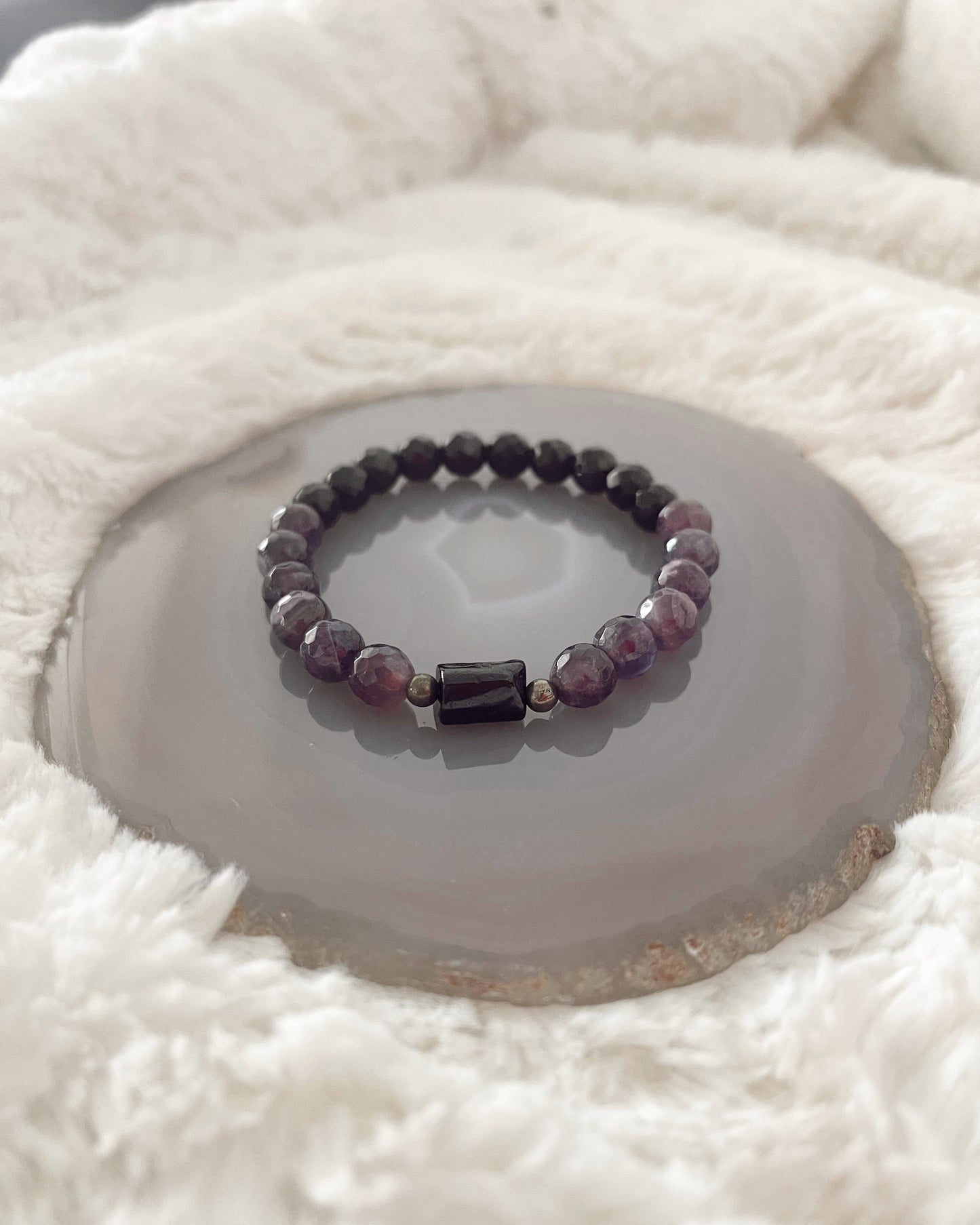 Empath Protection - Black Tourmaline, Amethyst, Pyrite - Gemstone Bracelet