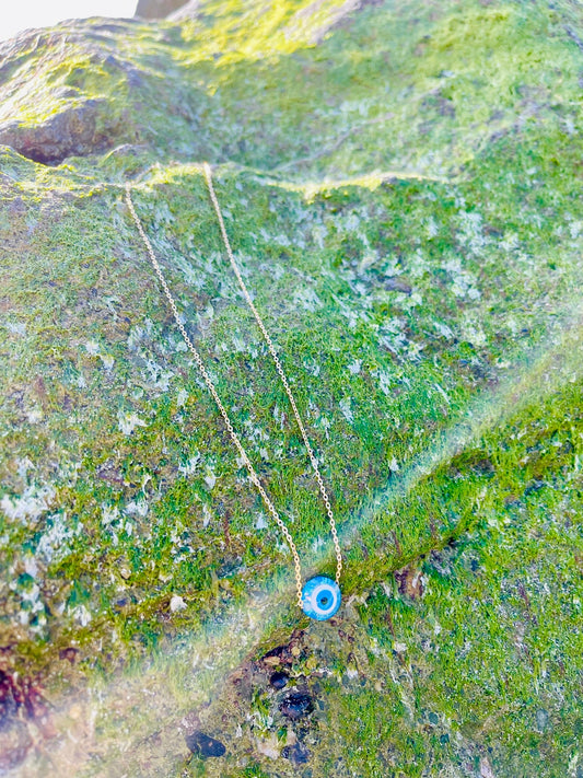 Evil Eye Bead Necklace - Gold