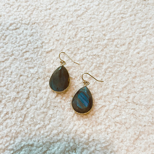 Labradorite Earrings - Gold