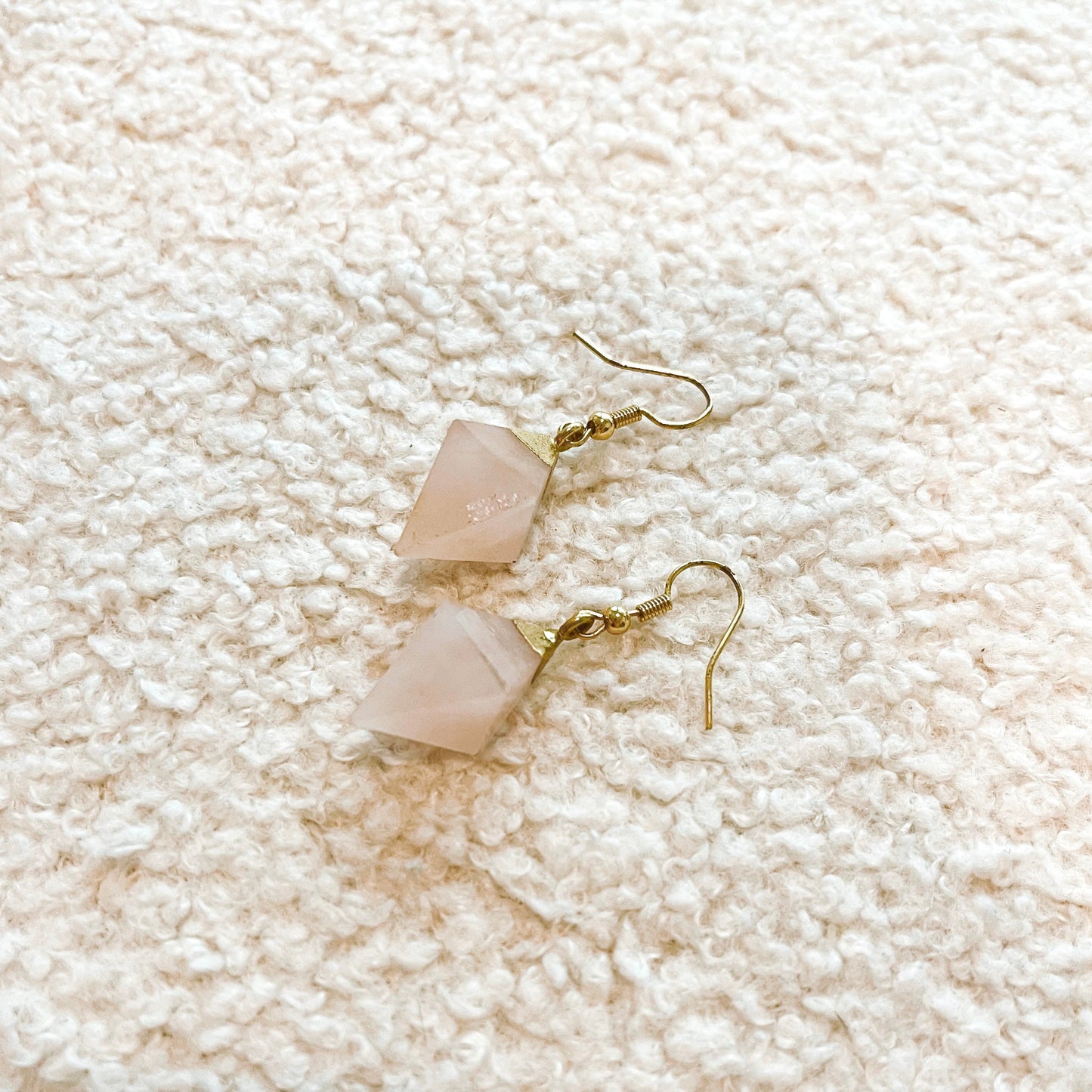 Rose Quartz Earrings - Gold