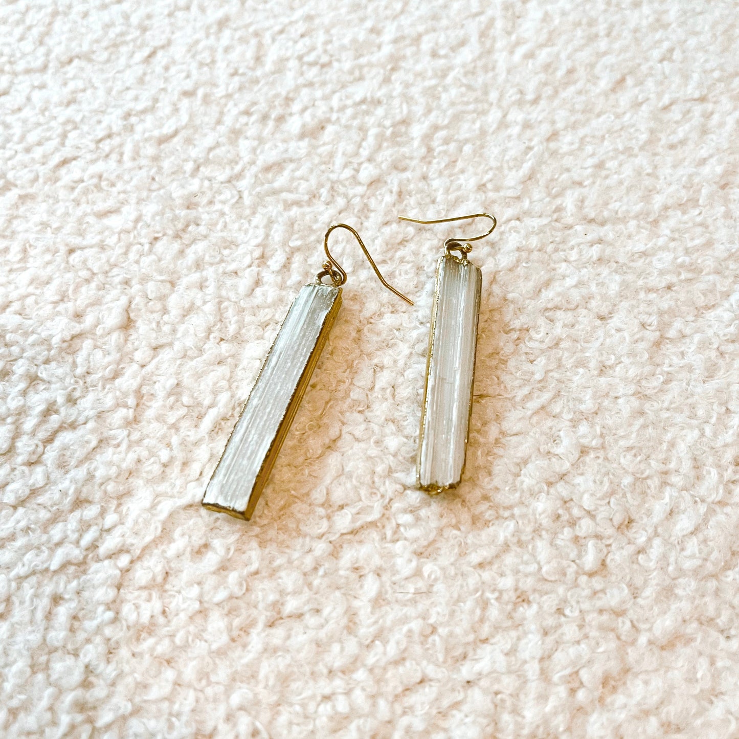 Selenite Earrings - Gold