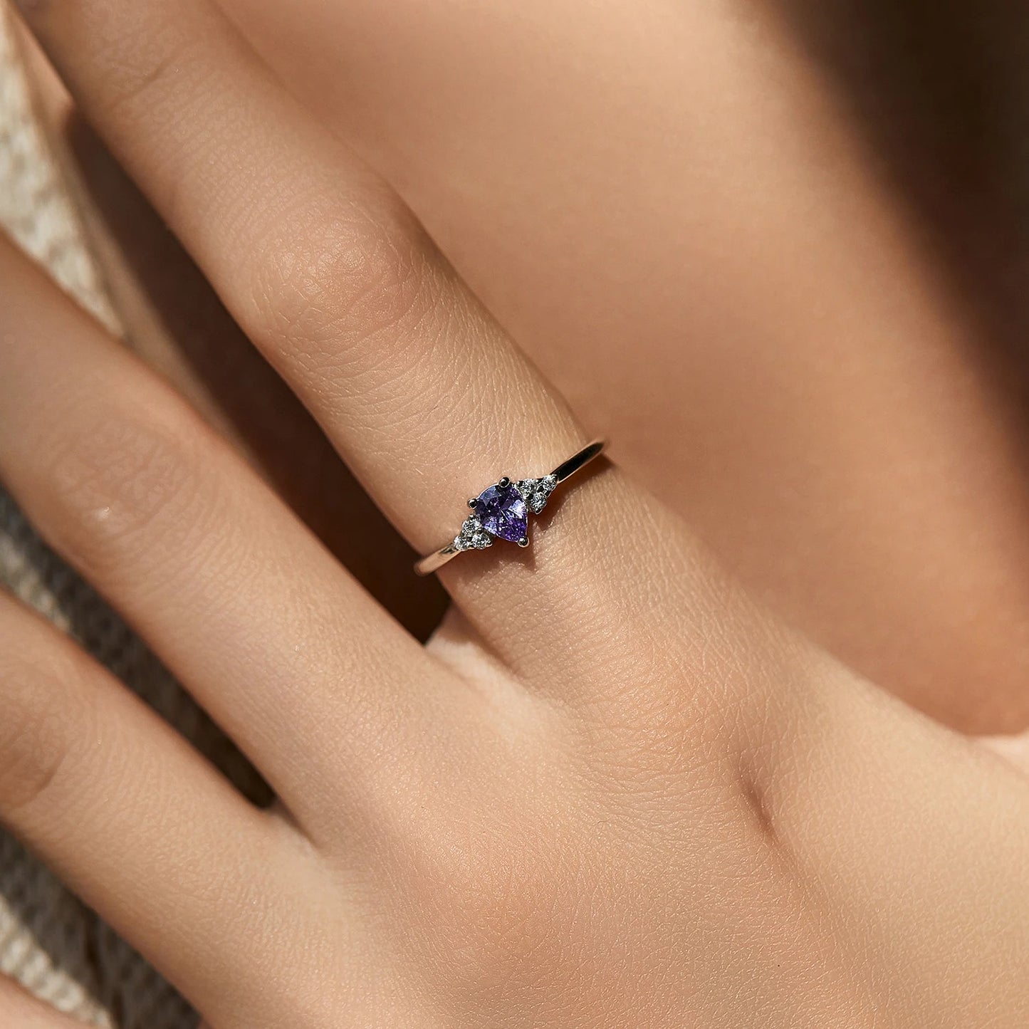 Amethyst Teardrop Ring