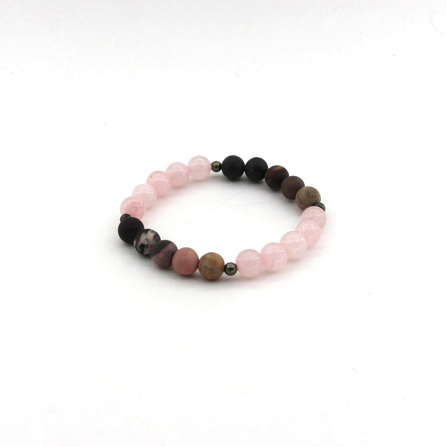 Open Your Heart - Rhodonite, Rose Quartz, Pyrite - Gemstone Bracelet