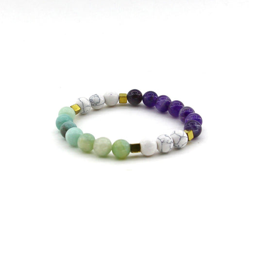 Spiritual Enlightenment - Howlite, Amazonite, Amethyst, Hematite - Gemstone Bracelet
