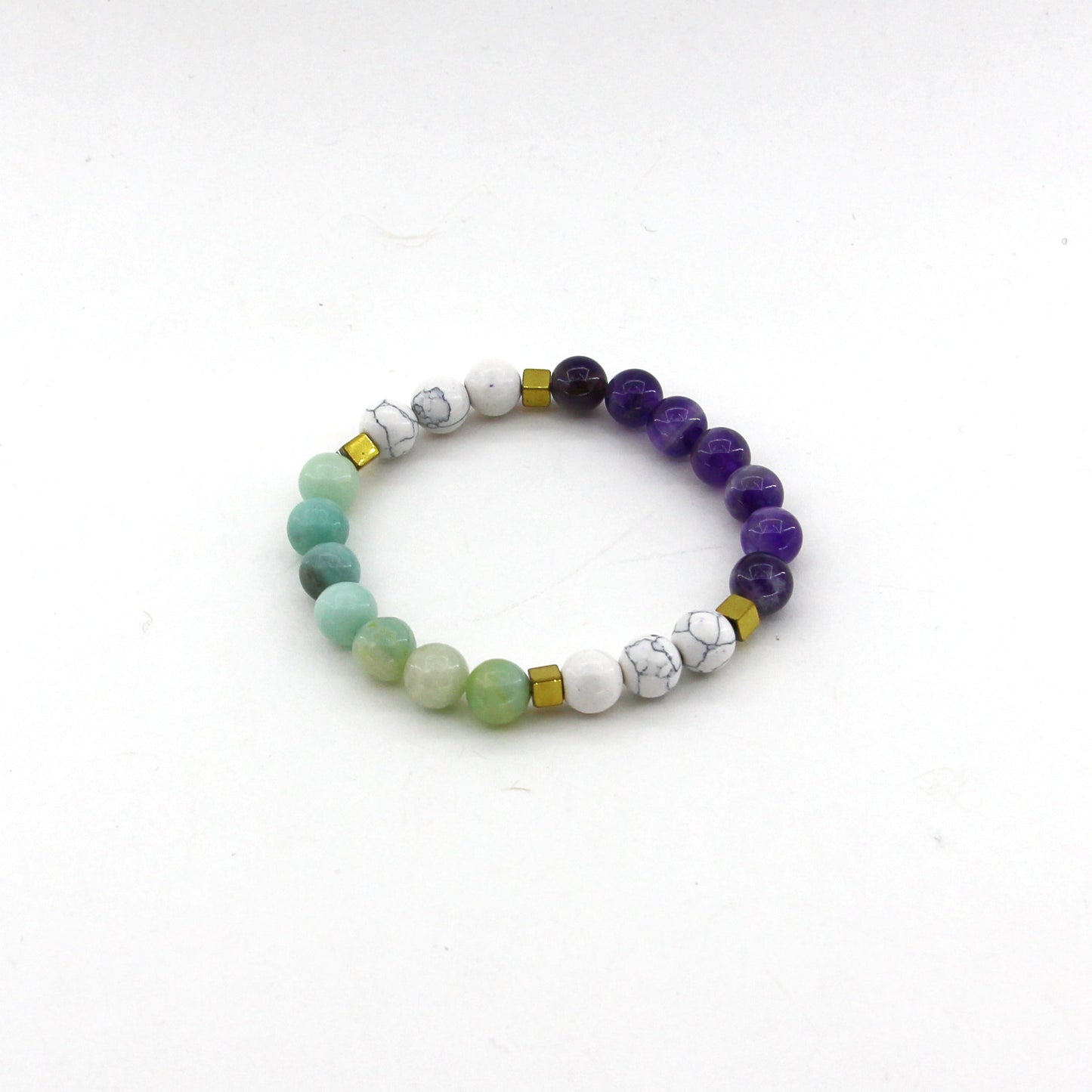 Spiritual Enlightenment - Howlite, Amazonite, Amethyst, Hematite - Gemstone Bracelet